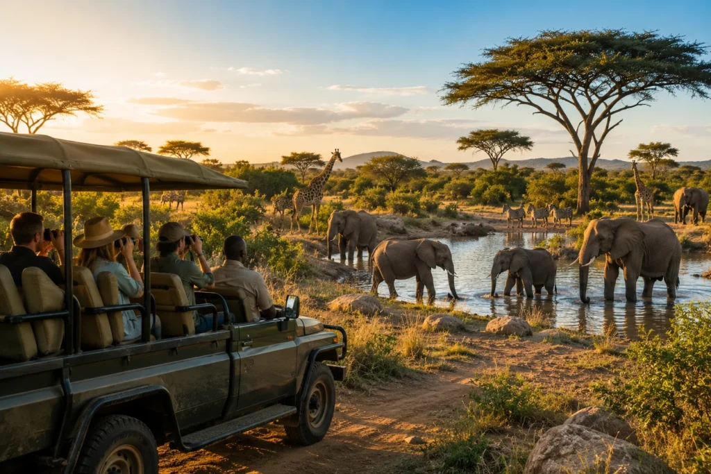 Golden Safari Wildlife Panorama