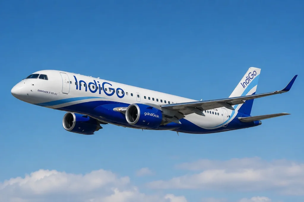 IndiGo Jet Soaring Through Blue Skies