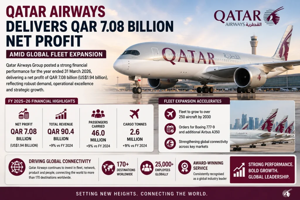 Qatar Airways Delivers QAR 7.08 Billion Net Profit Amid Global Fleet Expansion