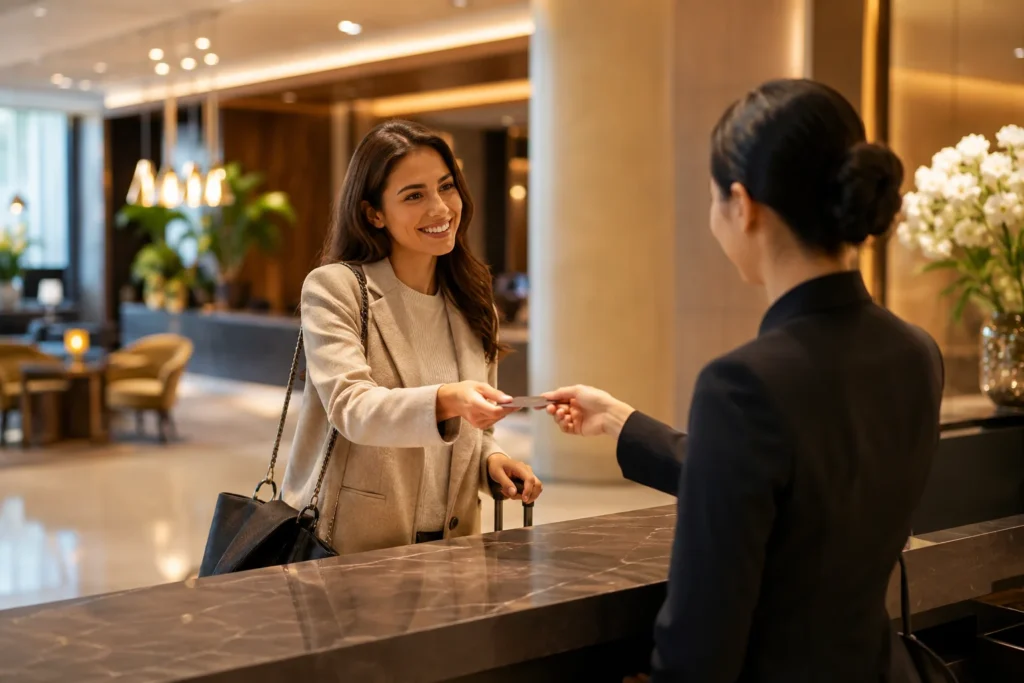 Warm Hotel Check-In Exchange