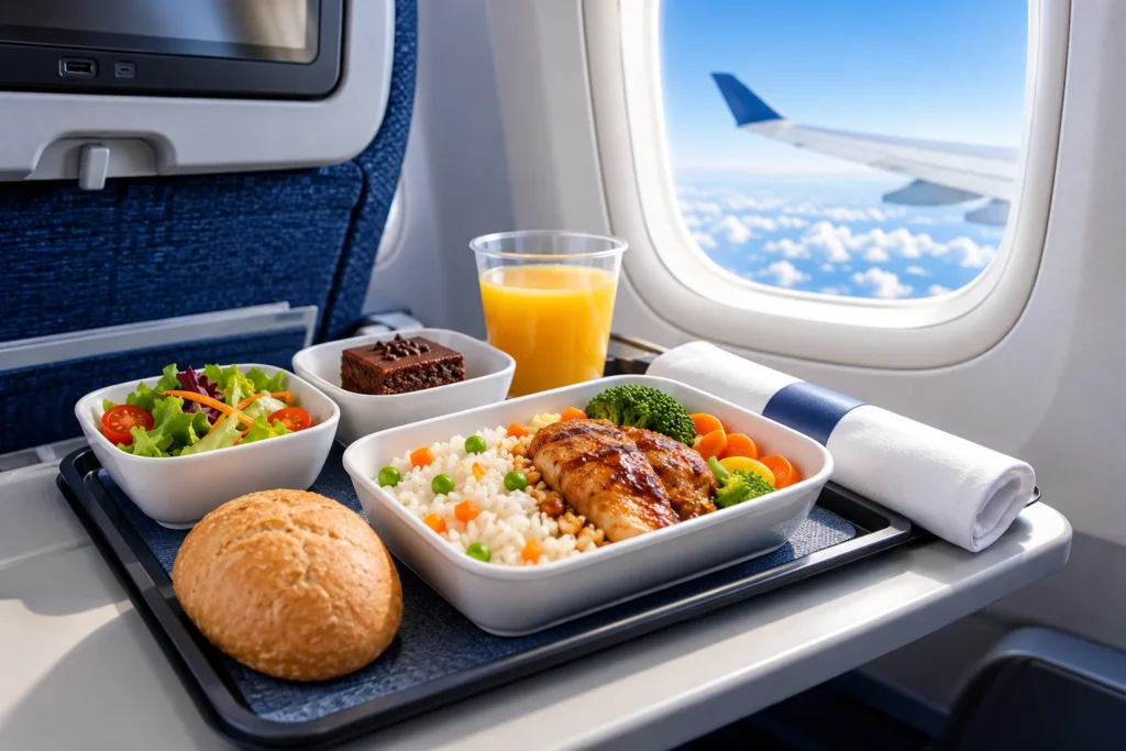Airplane Meal Above the Clouds