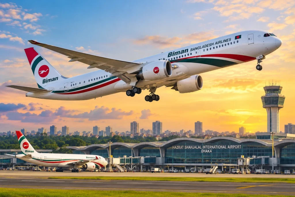 Biman Takes Flight Over Dhaka