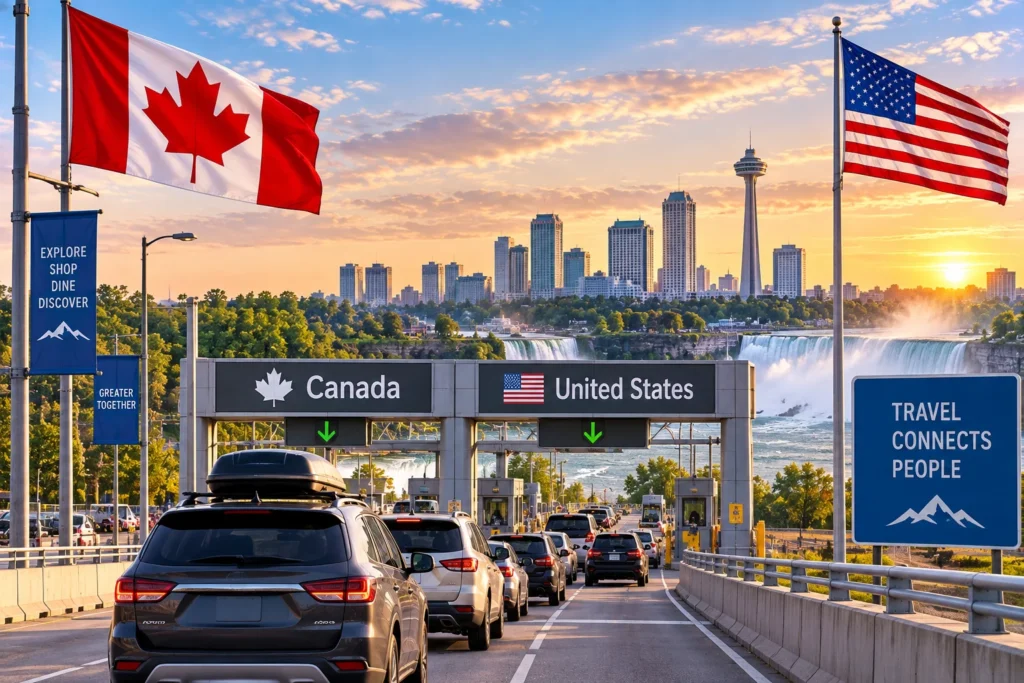 Golden-Hour Canada–U.S. Border Crossing
