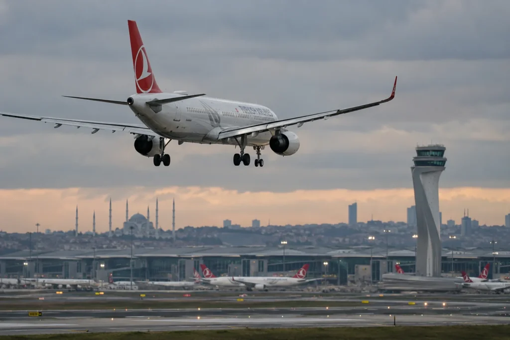 Turkish Airlines Landing at Istanbul Airport