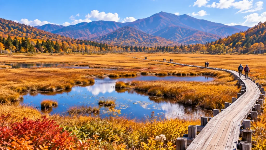 Autumn Boardwalk Through Mountain Marsh