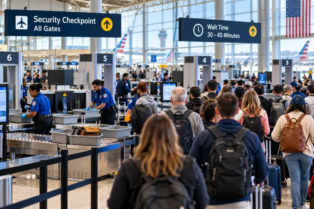 Busy Airport Security Checkpoint