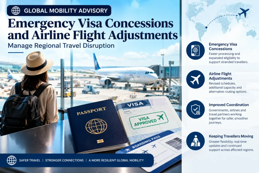 Global Mobility Advisory: Emergency Visa Concessions and Airline Flight Adjustments Manage Regional Travel Disruption