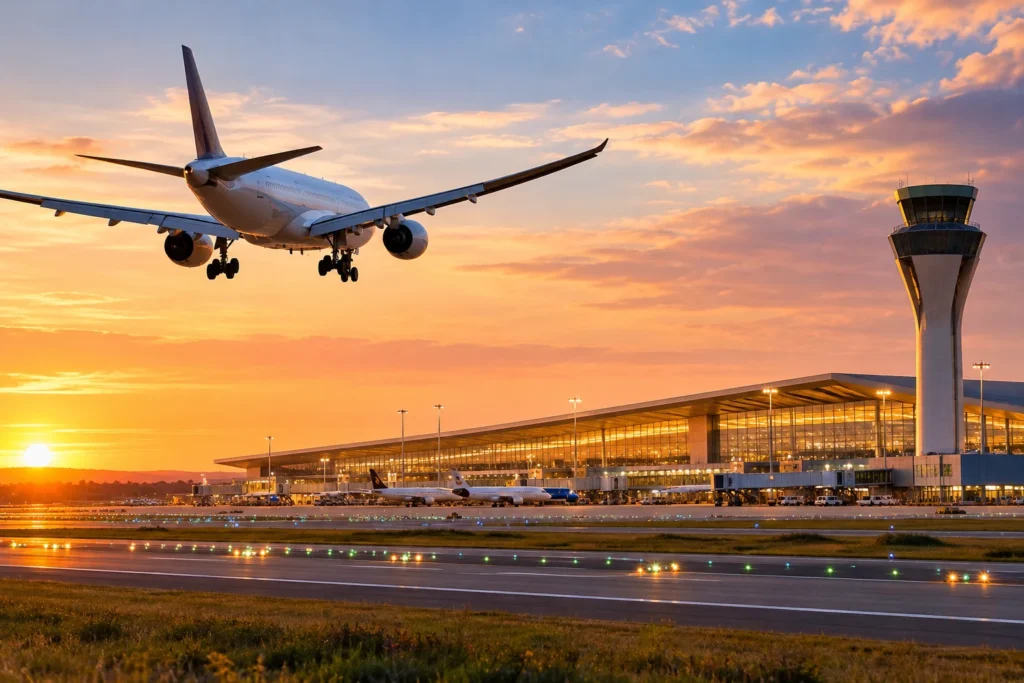 Golden-Hour Airport Arrival