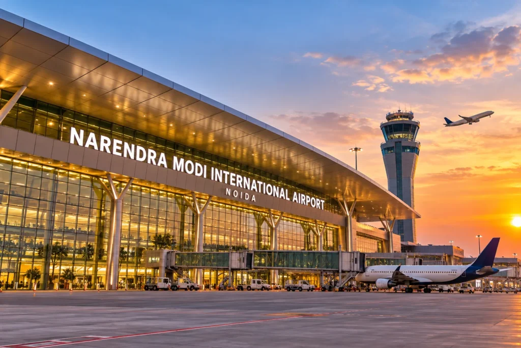 Golden-Hour Airport Terminal at Sunset