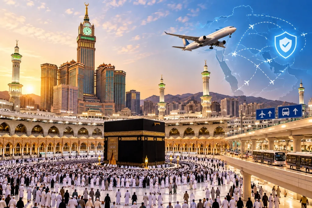 Golden Hour Pilgrimage and Aviation Panorama