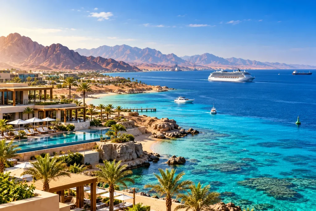 Golden-Hour Red Sea Resort Panorama