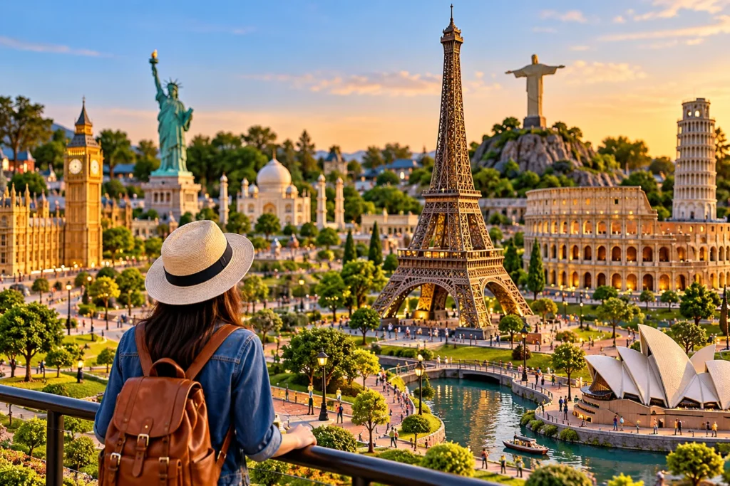Golden-Hour World Landmarks Diorama
