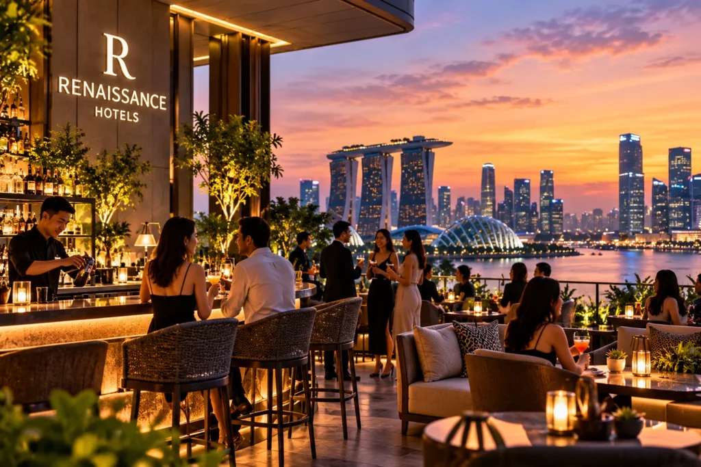 Rooftop Lounge Overlooking Marina Bay