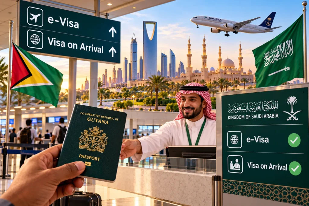 Saudi Arabia Grants Direct E-Visa and Visa on Arrival Access to Guyanese Citizens