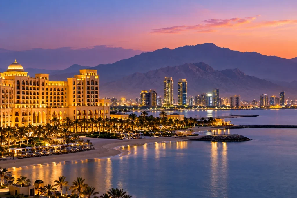 Twilight Resort Skyline by the Mountains